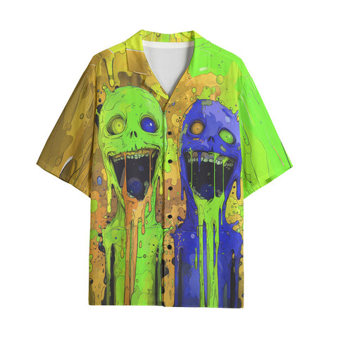 Hawaiian Shirt Colorful Melting Creepy Characters