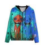 Men's Zip Up Hoodie Colorful Melting Creepy Characters