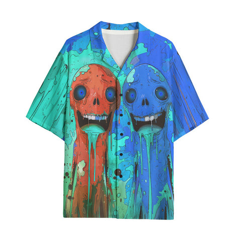 Hawaiian Shirt Colorful Melting Creepy Characters