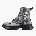 Casual Leather Chunky Boots Gothic Skulls Skeletons Hearts