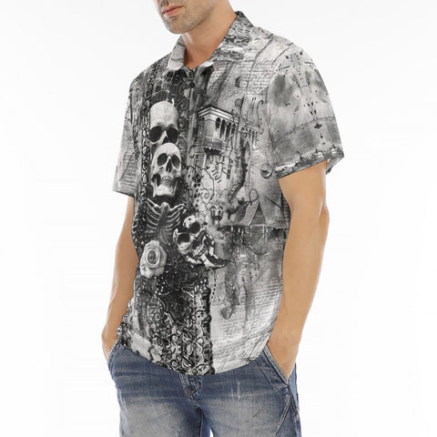 Men's Polo Shirt Gothic Skulls Skeletons Hearts