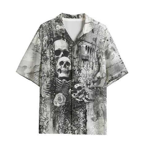 Hawaiian Shirt Gothic Skulls Skeletons Hearts