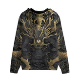 Men's Zip Up Hoodie Golden Chinese Dragon Art