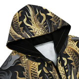 Men's Zip Up Hoodie Golden Chinese Dragon Art