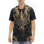 Men's Polo Shirt Golden Chinese Dragon Art
