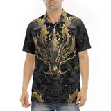 Men's Polo Shirt Golden Chinese Dragon Art