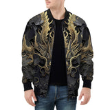 Bomber Jacket Golden Chinese Dragon Art