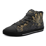 High-Top Canvas Shoes Golden Chinese Dragon Art
