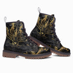 Leather Boots Golden Chinese Dragon Art