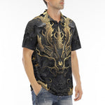 Men's Polo Shirt Golden Chinese Dragon Art