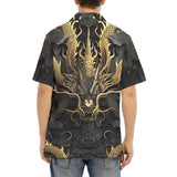 Hawaiian Shirt Golden Chinese Dragon Art