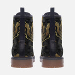 Leather Boots Golden Chinese Dragon Art