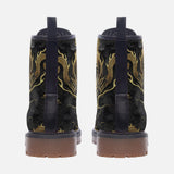 Leather Boots Golden Chinese Dragon Art