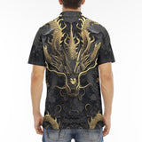 Men's Polo Shirt Golden Chinese Dragon Art