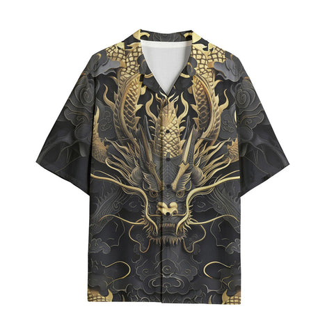 Hawaiian Shirt Golden Chinese Dragon Art