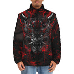 Down-Padded Puffer Jacket Black and Red Demon Art