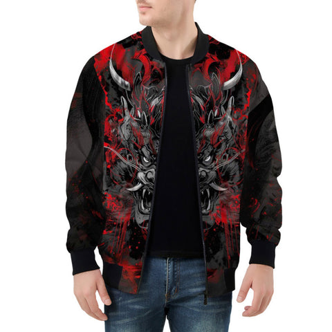 Bomber Jacket Black and Red Demon Art