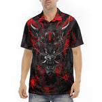 Men's Polo Shirt Black and Red Demon Art