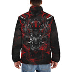 Down-Padded Puffer Jacket Black and Red Demon Art