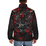 Down-Padded Puffer Jacket Black and Red Demon Art
