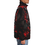 Down-Padded Puffer Jacket Black and Red Demon Art