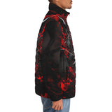 Down-Padded Puffer Jacket Black and Red Demon Art