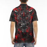 Men's Polo Shirt Black and Red Demon Art