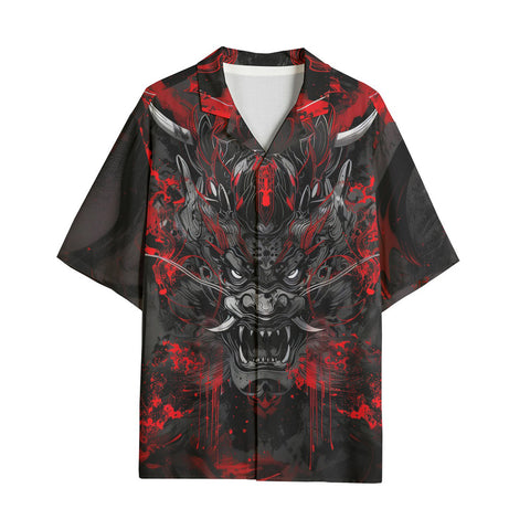 Hawaiian Shirt Black and Red Demon Art