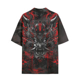 Hawaiian Shirt Black and Red Demon Art