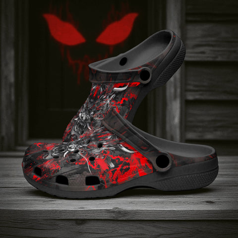 Classic Clogs Black and Red Demon Art