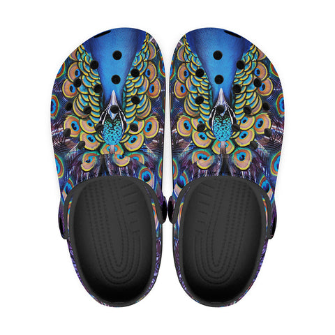 Classic Clogs Colorful Peacock Feathers