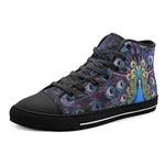 High-Top Canvas Shoes Colorful Peacock Feathers