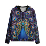 Men's Zip Up Hoodie Colorful Peacock Feathers