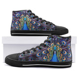 High-Top Canvas Shoes Colorful Peacock Feathers