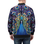 Bomber Jacket Colorful Peacock Feathers