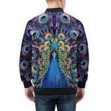 Bomber Jacket Colorful Peacock Feathers