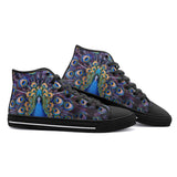 High-Top Canvas Shoes Colorful Peacock Feathers