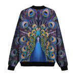 Bomber Jacket Colorful Peacock Feathers