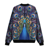 Bomber Jacket Colorful Peacock Feathers