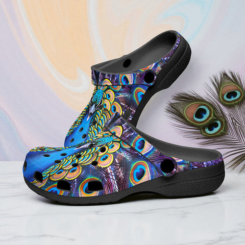 Classic Clogs Colorful Peacock Feathers