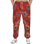 Men's Sweatpants Red Peacock Feathers