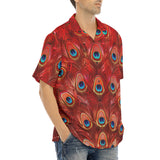 Hawaiian Shirt Red Peacock Feathers