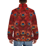 Down-Padded Puffer Jacket Red Peacock Feathers