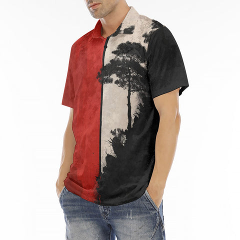 Men's Polo Shirt Minimalism Japanese Landscape Art