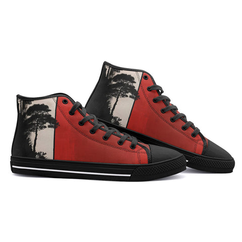 High-Top Canvas Shoes Minimalism Japanese Landscape Art