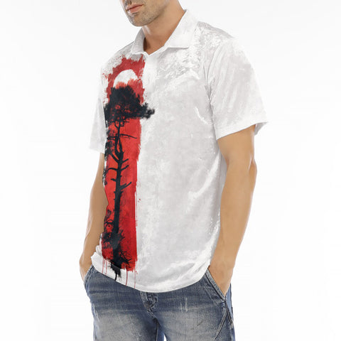 Men's Polo Shirt Japanese Pine Tree Art