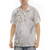 Men's Polo Shirt White Plum Blossoms Art