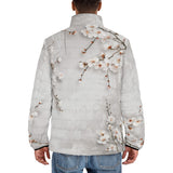 Down-Padded Puffer Jacket White Plum Blossoms Art