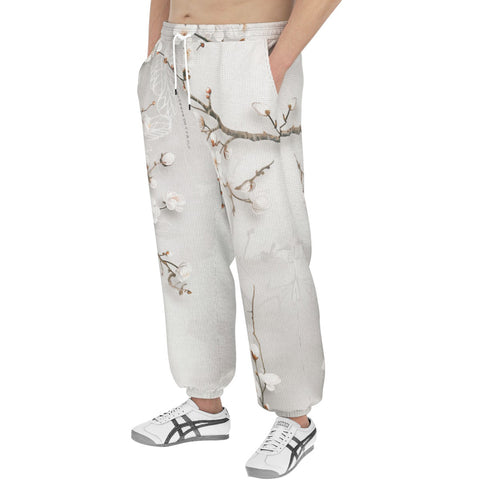 Men's Sweatpants White Plum Blossoms Art