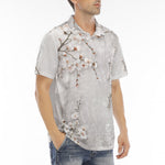 Men's Polo Shirt White Plum Blossoms Art